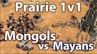 AoE2 Expert 1v1 on Prairie! Mongols vs Mayans!
