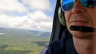 Helicopter flight over Mauritius