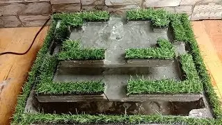 How to make very beautiful cement waterfall fountain | Homemade
