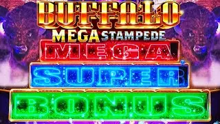 NEW Buffalo Mega Stampede slot - Chasing the Mega Feature at the Venetian casino in Las Vegas!