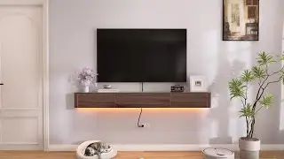 Classic Walnut Wall-Mounted TV Cabinet | Solid Wood Veneer with Drop-Down Door & Drawers
