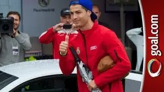 Cristiano Ronaldo drives off in his swanky new Audi!