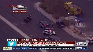 Rollover crash blocking road at Silverado Ranch, Las Vegas Boulevard