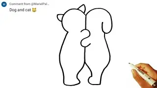 How to draw a cute dog 🐕 and cat 🐈&zwj;⬛ very easy step by step 