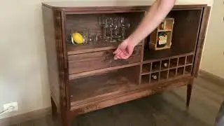 American walnut wine Cabinet with tambour doors