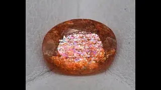 Sparkling Flashy Natural Multi Flakes Orange Sunstone 6X8 MM 1.00 Carat Filled With Rainbow Flakes