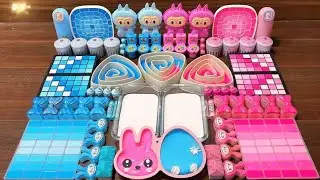 Blue vs Pink Slime Mixing with LABUBU, Clear Glossy Bubble Pops 41