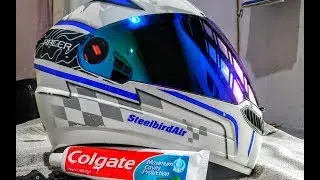 CLEANING HELMET WITH TOOTHPASTE || GLOWING Like BRAND NEW