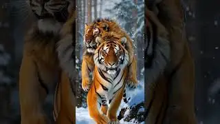 The Tiger's Victory: Carrying the Defeated Lion Through the Snowy Forest