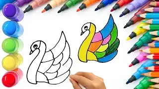 How To Draw cute Duck Drawing, Painting & Coloring For Kids and Toddlers_ Child Art 🐋🌈🎨
