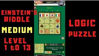 Einstein Riddle MEDIUM LEVEL 1 to 13