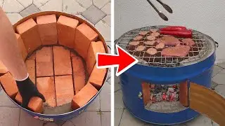 This DIY Barrel Cement Stove Is Easier Than You Think #shorts