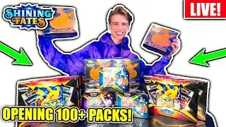 OPENING 100+ PACKS OF SHINING FATES!! SHINY CHARIZARD VMAX HUNT!! - Livestream