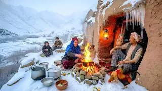 Freezing Mountain Life | Afghan Children and Family Cooking Traditional Food in Harsh Winter