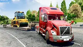 6000 kgs ROAD ROLLER TRANSPORT OTHER'S SIDE | TRUCK SIMULATOR BIG RIGS #trucksimulatorbigrigs #toe3 