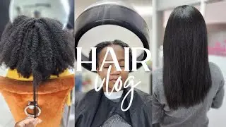 Vlog|| Getting my natural hair revived+ trimmed (1st silk press in 2years after the chop)