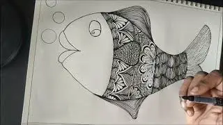 Easy Zentangle Fish Pattern - Atomic Patterns
