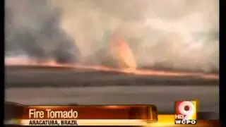 Brushfires and wind form fire tornado