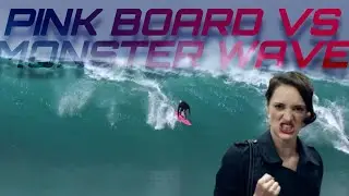 Pink Board Surfer Takes on Monster Wave &ndash; Insane Ride 😱