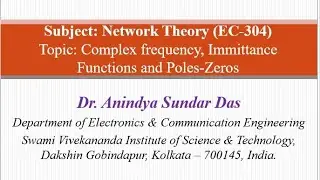 Lecture 17 Concept of Immittance function and poles and zeros