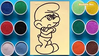 HOW TO COLORING THE SMURFS SAND PAINTING SO PRETTY/T&Ocirc; M&Agrave;U SMUFR/LEARN COLORS/SAND ART/BUMBLE BEE