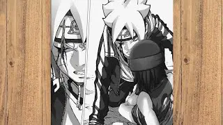 Drawing Manga Boruto chapter 78 - Boruto Protects Sarada & Gets a Scar in his eye
