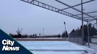 Baseball diamonds become skating rinks