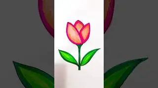 How to draw tuip flower 🌷💗#drawing#flower#tulip#easy #satisfying#diy#cute#shorts#share #painting#new