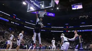 Ace Bailey with a powerful putback dunk off his own miss to start the game