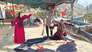 The husband plans to make the second wife work and clean her house in the absence of the first wife.