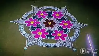 9x5 dots pulli kolam/dotted muggulu rangoli/flower design kolam @sulosart 