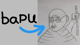 Gandhi Jayanti easy drawing || Mahatma Gandhi drawing using word BAPU || 2nd october special drawing