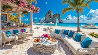 Positive Morning Jazz at Seaside Coffee Shop Ambience 🌊 Sweet Bossa Nova & Gentle Waves for Relax