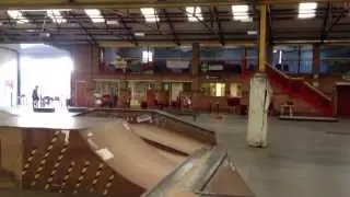 Matt Ready skating on the mini half pipe