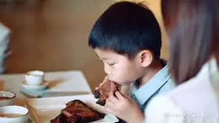 Eating meat a child