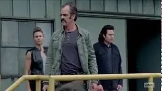 The Walking Dead 8x01 - Simon Pushes Gregory Down Stairs