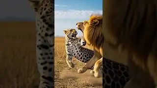 Can the leopard fight back against the lion&rsquo;s surprise attack #wildlife #bigcats #nature