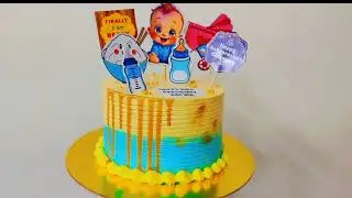 मुंहजुठ्ठी cake. Annprasan cake. 1kg tall cake. Glosy paper print kaise nikale. Mango cake recipe.