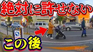 【ドラレコ】お姉さんベビーカーの後絶対許せない衝撃の瞬間最新日本交通安全危険予知