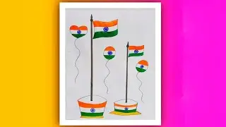 Most beautiful India falg drawing|how to draw a with Indian flag 🇮🇳🇮🇳 Balloon flag draw