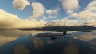 MAGNIFICENT SUNSET SCENERY APPROACH TO KAVALA AIRPORT IN BAD WEATHER CONDITIONS (FENIX A320)