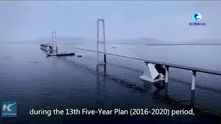 The construction of the Lingdingyang Bridge