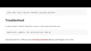 Set update react native thermal receipt printer. Solving duplicate symbols for architecture x86_64