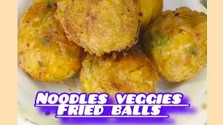 Snacks for little kids with healthy touch of veggies with noodles  fried balls 