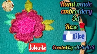  3D rose Hand embroidery Perfect Design for Dress #viral #embroiderydesigns #trending #3drose 
