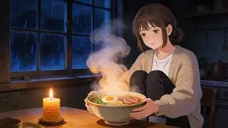 Cooking Midnight Ramen 🍜 Heavy Rain on the Roof & Cozy Kitchen Sounds | Ghibli Style ASMR
