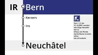 BLS Ansagen - IR66 Bern – Kerzers – Ins – Neuchâtel (Version MIKA mit Baustellenhinweis)