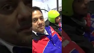 Aleena with Appa at ski Dubai