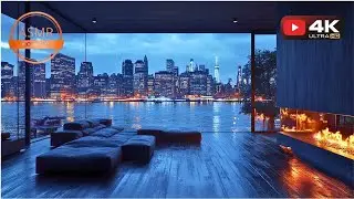 ASMR | Rain on Window & Fireplace Sounds (No Music) 🌧️ Cozy NYC Luxury Apartment Ambience
