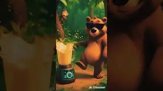 Banana Blast Bear Party in the Jungle. #shorts #youtubeshorts #ai #trending